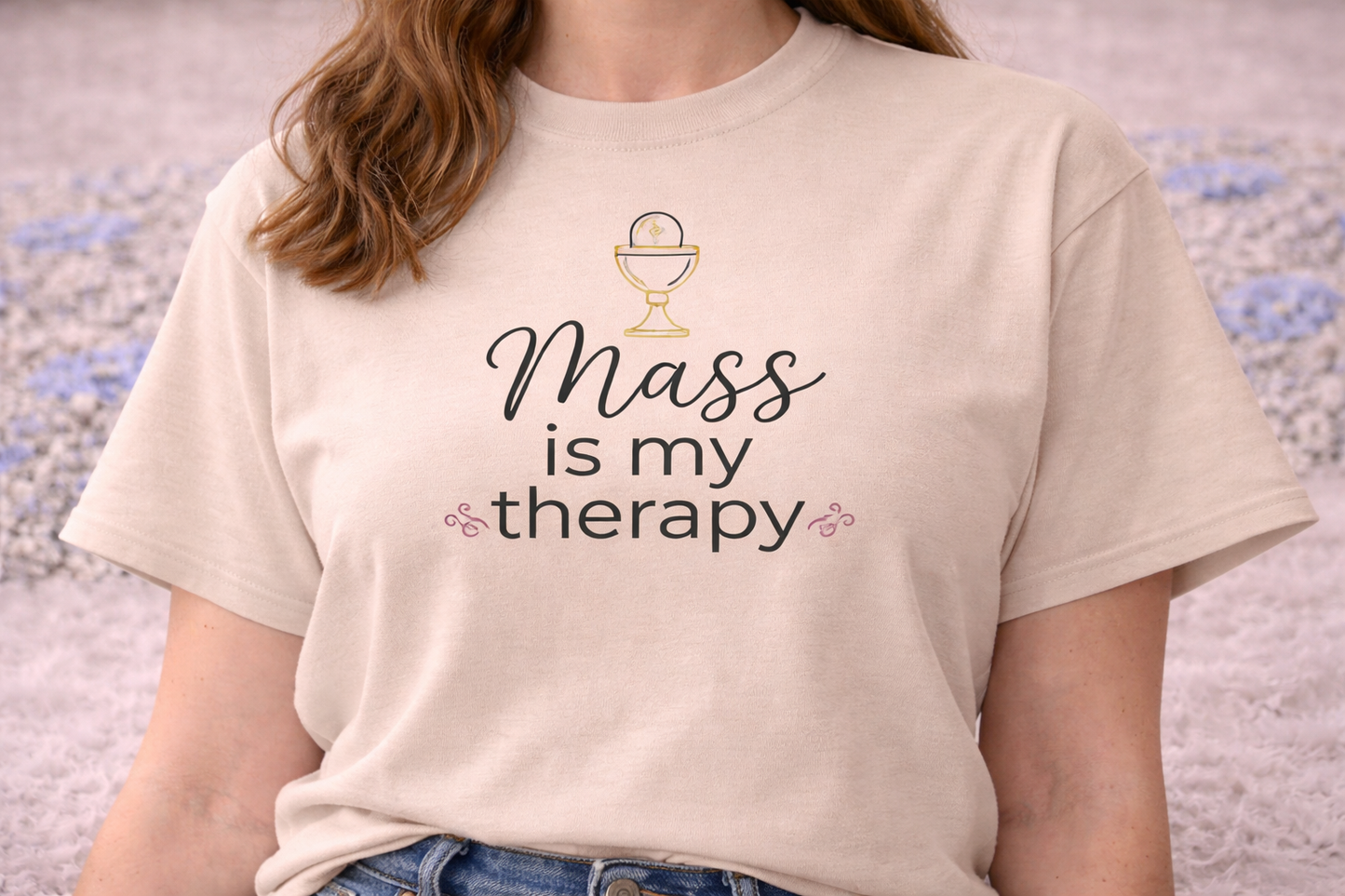 Mass is My Therapy Sweatshirt, Funny Catholic Shirt, Catholic Gift for Her, Eucharist Crewneck, Catholic Humor Tee, Religious Gift Women