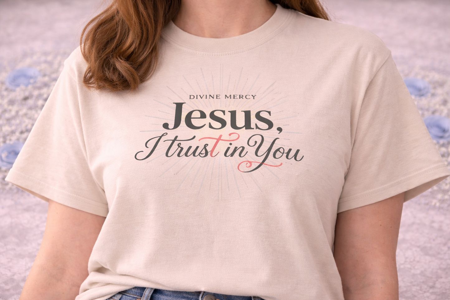 Jesus I Trust in You T-Shirt, Divine Mercy Catholic Tee, St Faustina Shirt, Catholic Gift for Her, Divine Mercy Sunday Shirt, Religious Women's Apparel