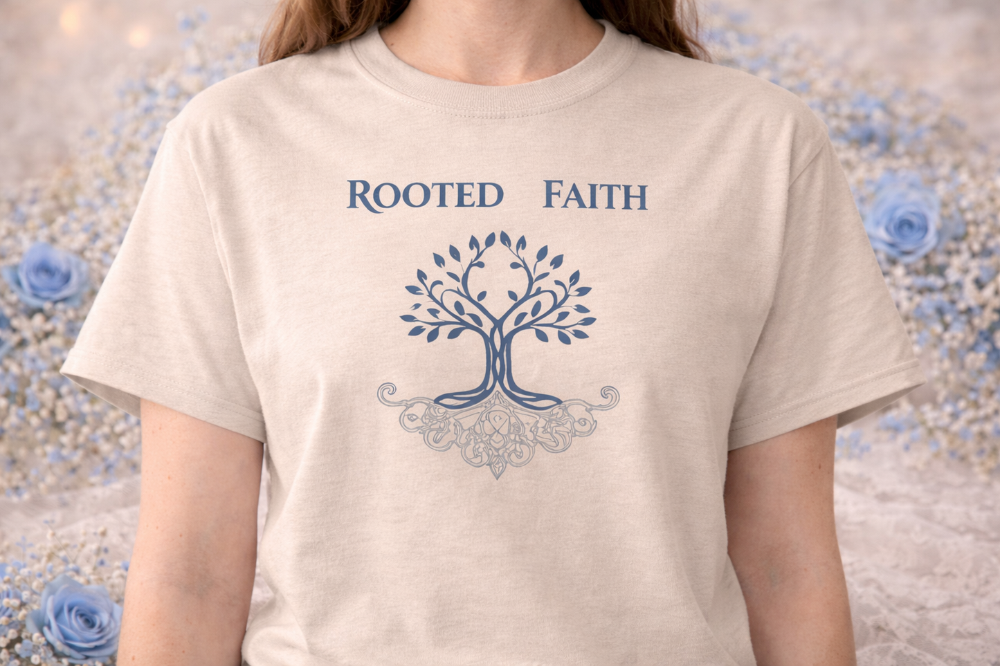 Rooted in Faith T-Shirt, Catholic Christian Tree of Life Tee, Faith Based Shirt for Her, Religious Gift Women, Christian Apparel, Spiritual Growth Shirt