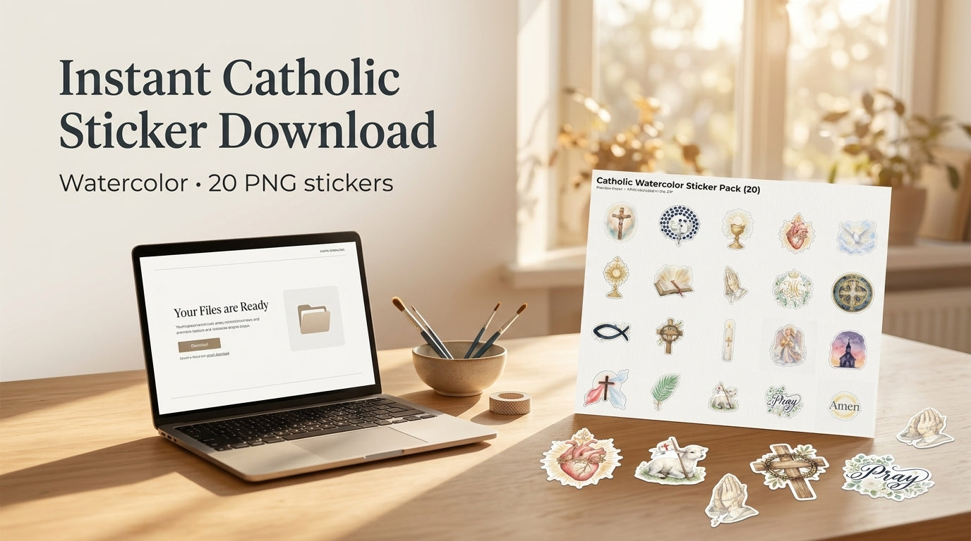 A warm, classic collection of Catholic stickers— made for planners and journaling.