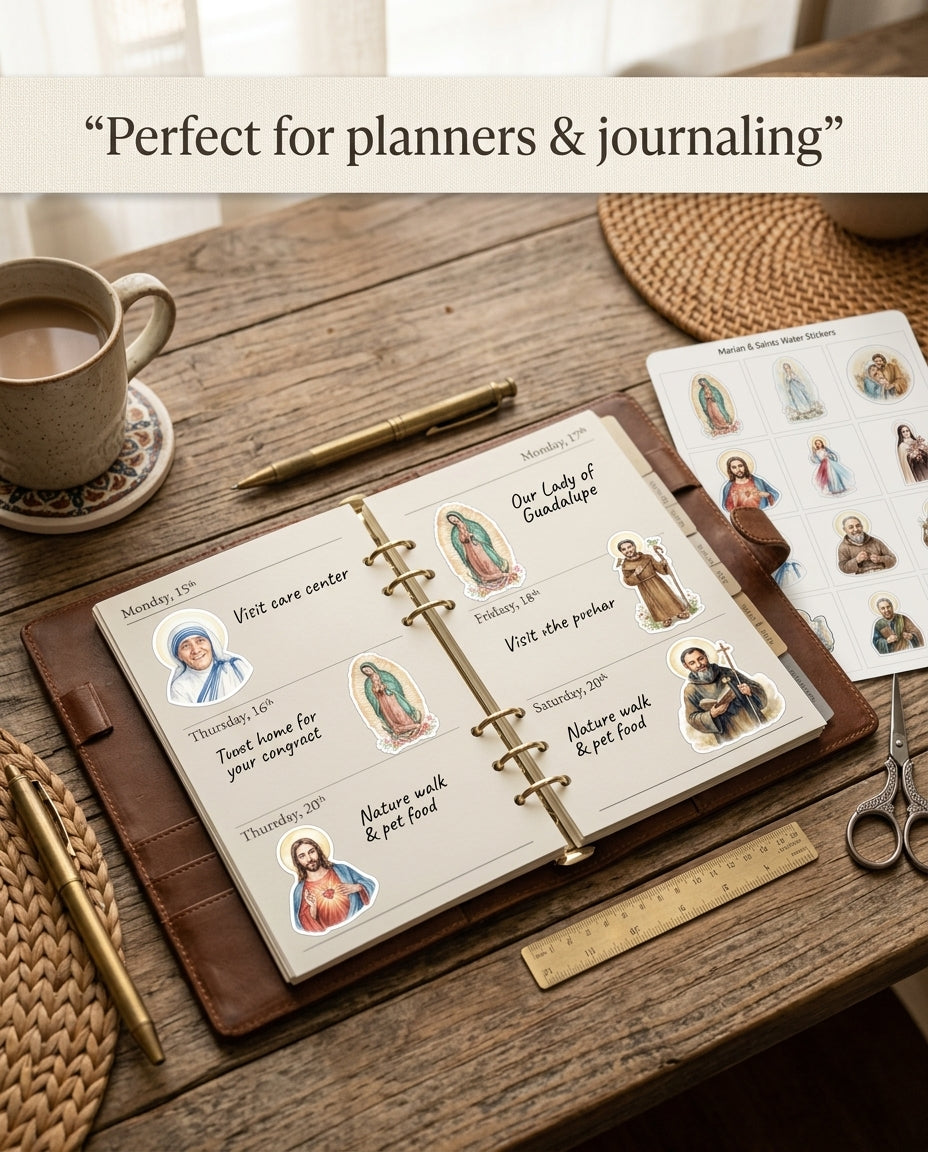 Catholic Watercolor Stickers | Marian Saints, Jesus | Bible Journaling (Digital Download)