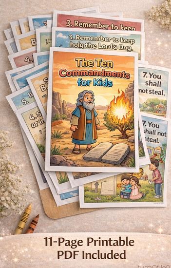 The Ten Commandments for Kids — Illustrated Printable  (PDF Digital Download)