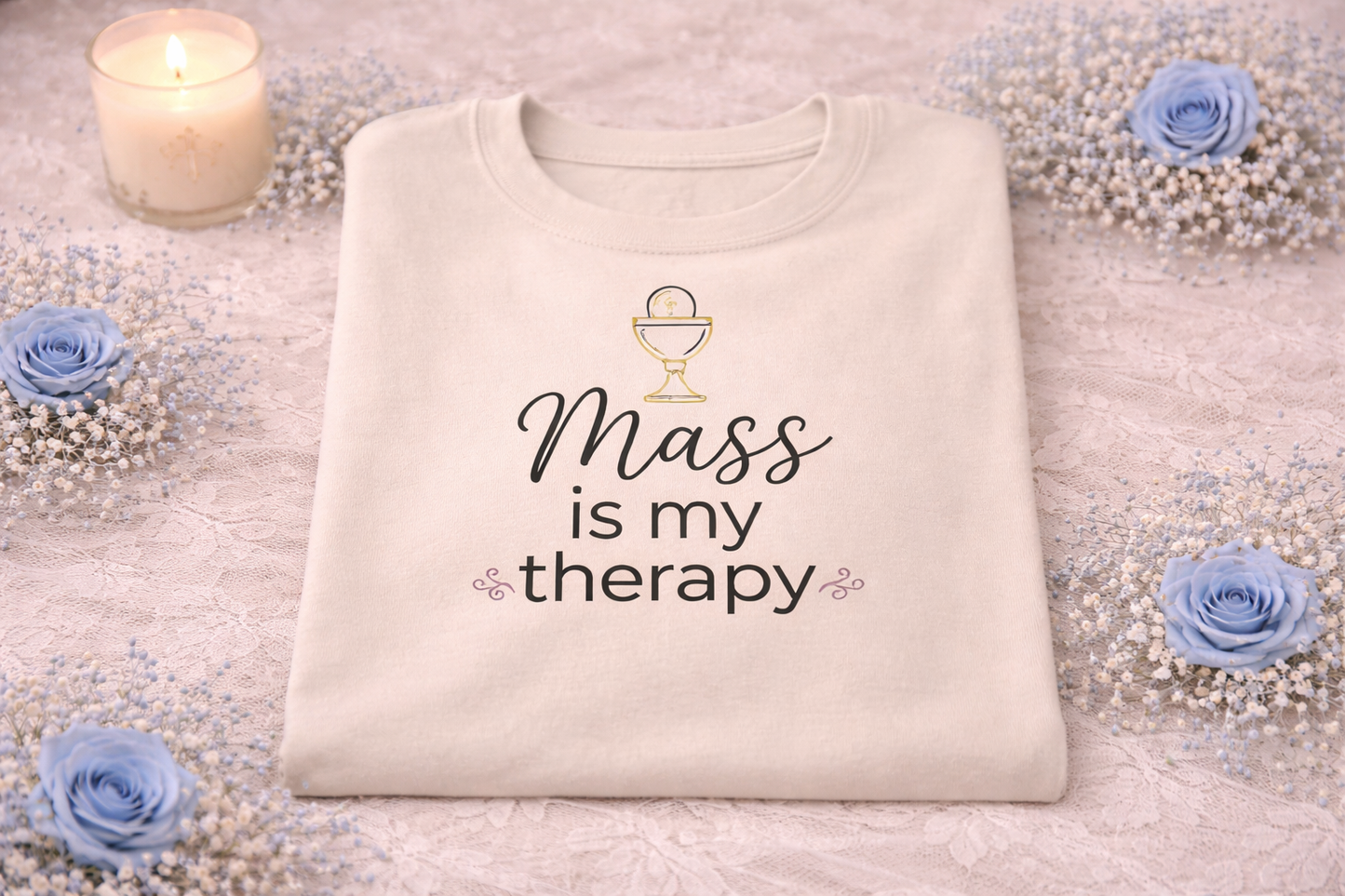 Mass is My Therapy Sweatshirt, Funny Catholic Shirt, Catholic Gift for Her, Eucharist Crewneck, Catholic Humor Tee, Religious Gift Women