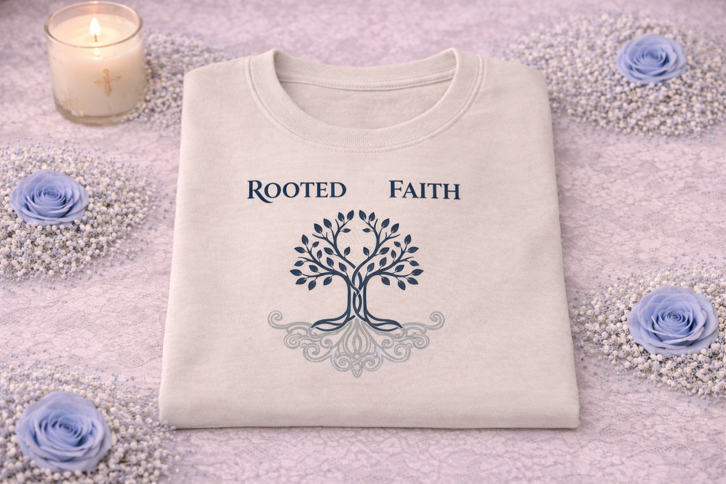 Rooted in Faith T-Shirt, Catholic Christian Tree of Life Tee, Faith Based Shirt for Her, Religious Gift Women, Christian Apparel, Spiritual Growth Shirt