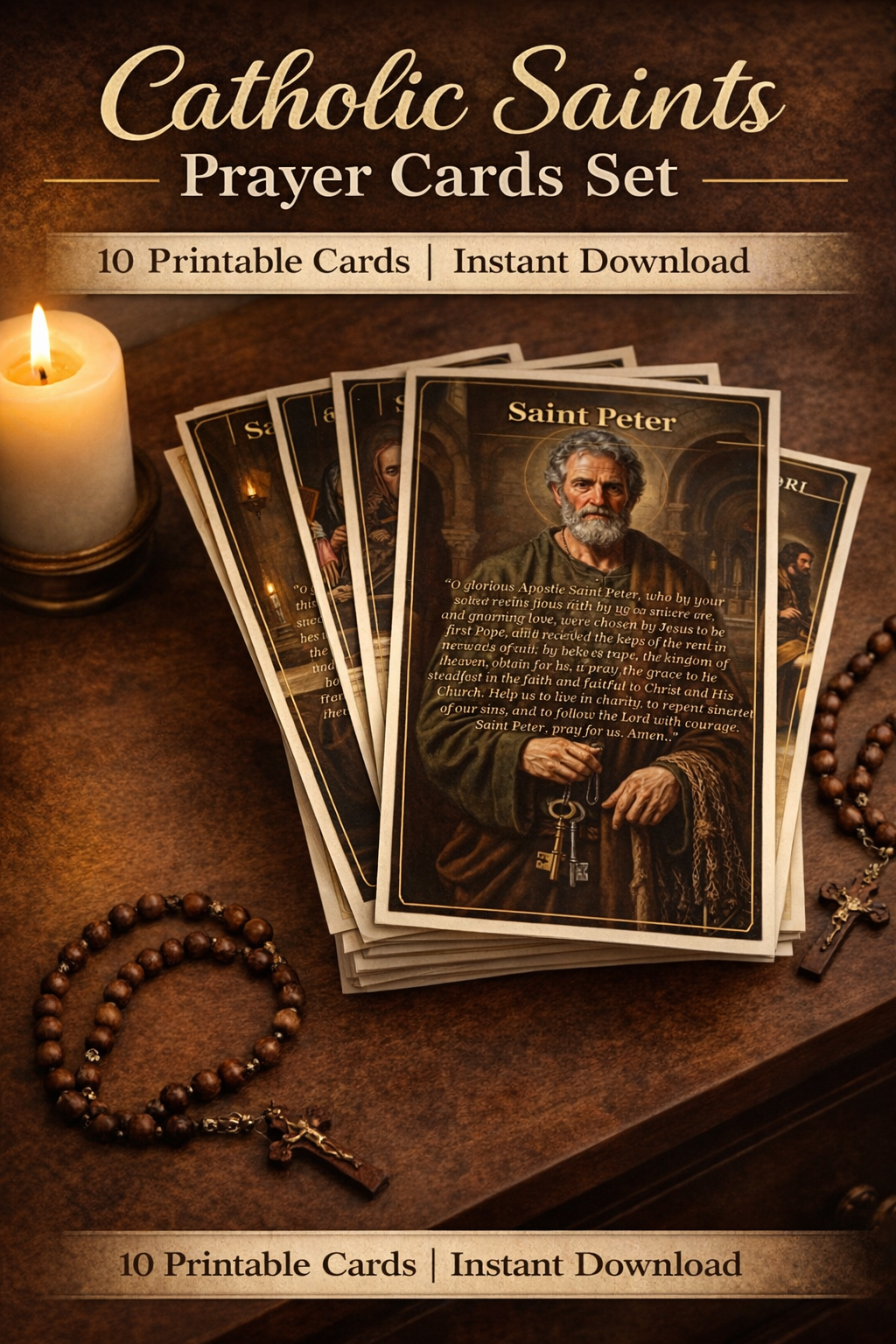 Catholic Saints Prayer Cards Set 5x7