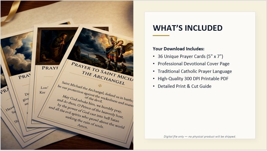 Catholic Emergency Prayer Cards Printable | 5x7 Prayer Cards Bundle