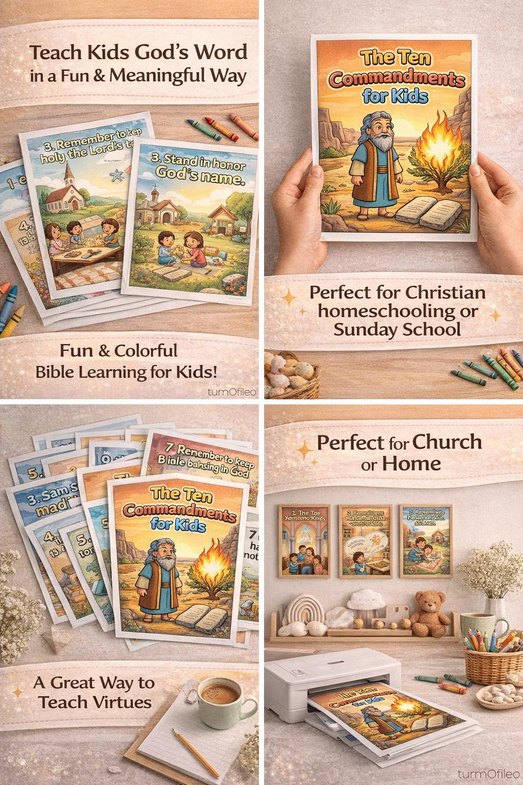 The Ten Commandments for Kids — Illustrated Printable  (PDF Digital Download)