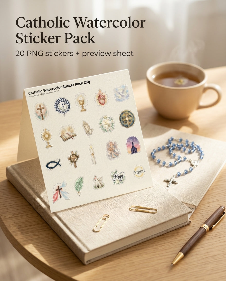 A warm, classic collection of Catholic stickers— made for planners and journaling.